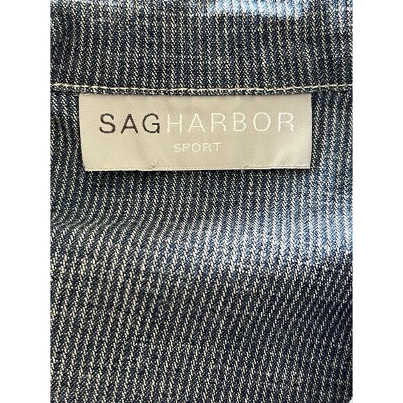 Sag Harbor Railroad Stripe Jean Jacket Womens XL Casual Embroidered Denim - Picture 6 of 6
